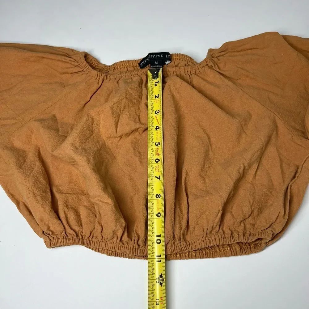 Hyfve Balloon Sleeve Off Shoulder Top - Caramel Size M - Picture 6 of 12